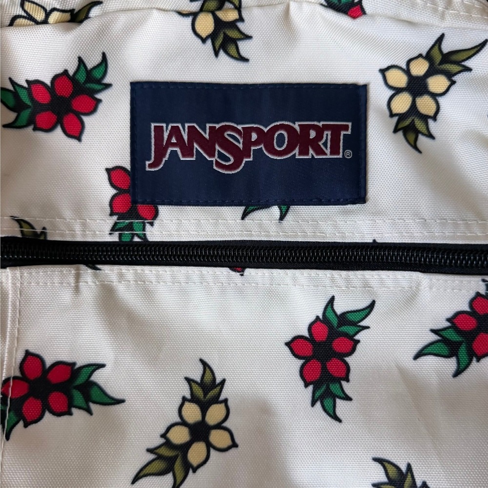 JanSport Student Backpack Laptop Sleeve Tattoo Floral Print Good Pre-owned